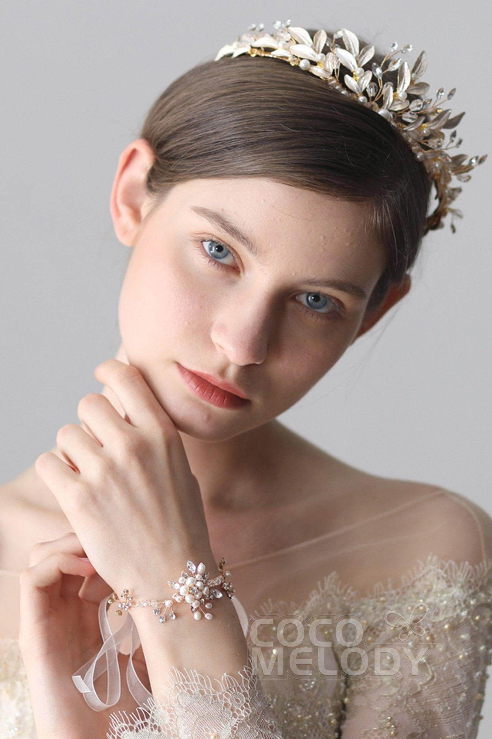 Alloy Wedding Bracelets with Pearl and Crystals CQ0033 - COCOMELODY